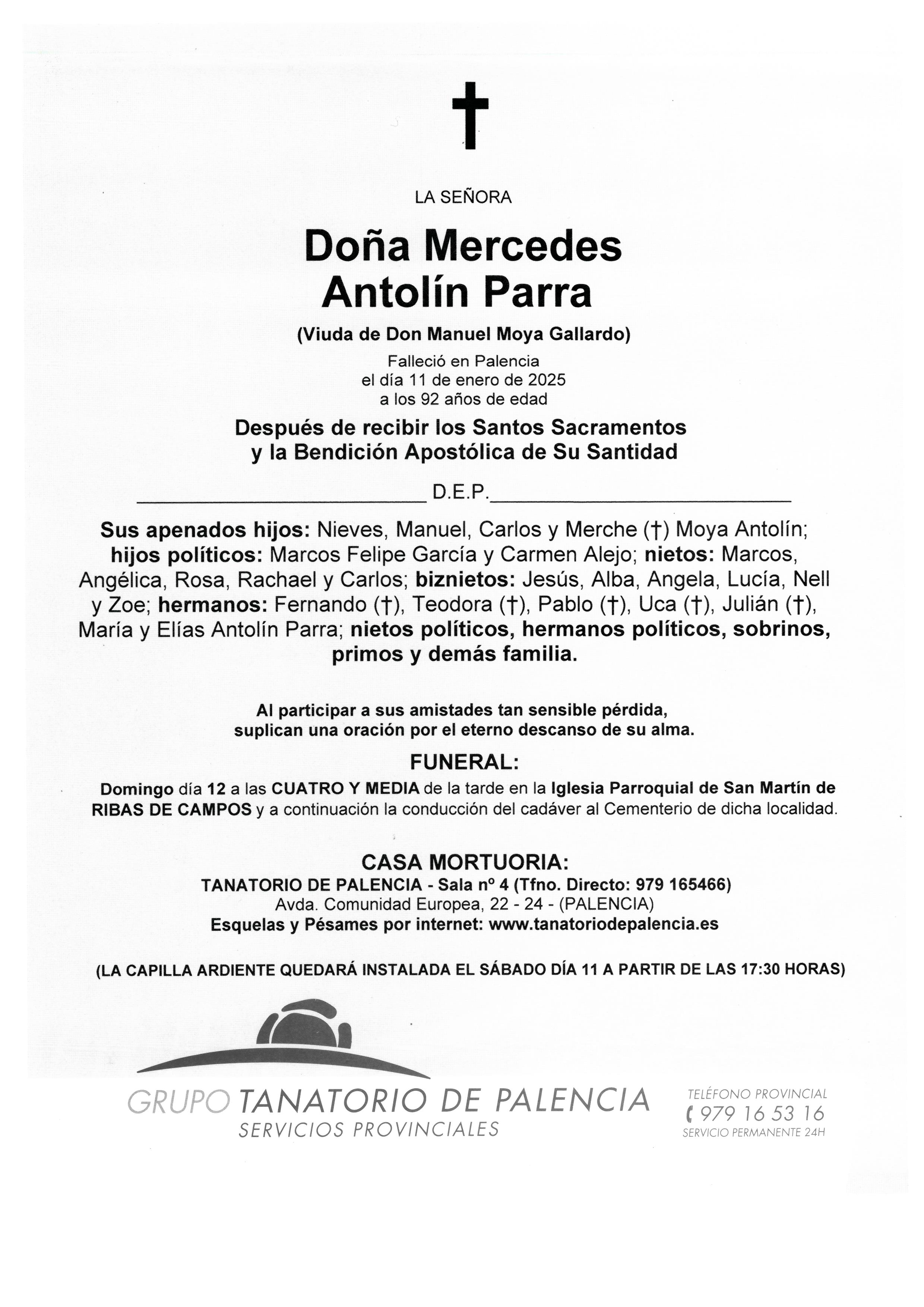 LA SEÑORA DOÑA MERCEDES ANTOLÍN PARRA